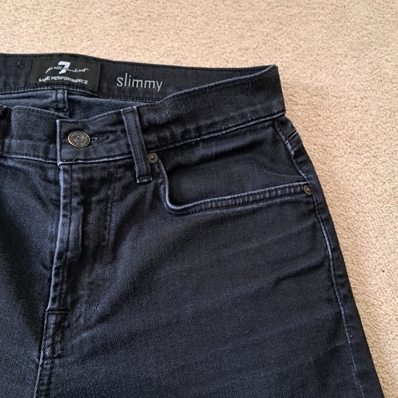 7 for All Mankind Slimmy Jeans Men's 29 Black Luxe Performance Slim Straight Leg - Picture 6 of 16